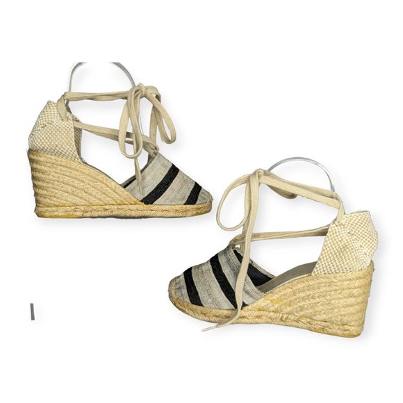 Andre Assous Striped Espadrille Wedges Size 7 - Picture 9 of 15